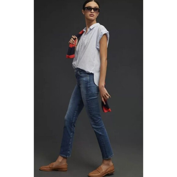 Anthropologie AG Jeans Slim Straight Denim Medium Wash Low Rise Women's Size‎ 26 - Picture 3 of 11